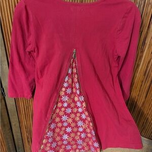 Penny Candy Red Kids Blouse with Floral Back Panel that zips